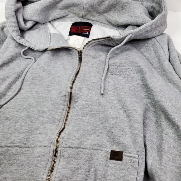 Riggs by Wrangler WorkWear Gray Thermal Full Zip Hoodie XL Distressed - Picture 1 of 7